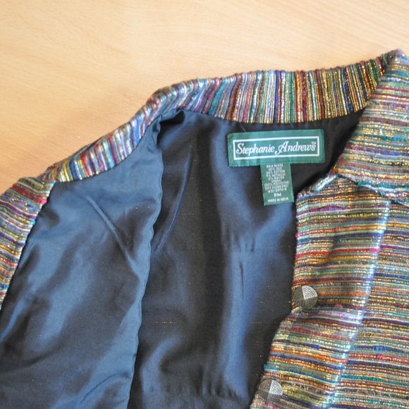Stephanie Andrews silk metallic lined jacket P Med - Picture 4 of 4